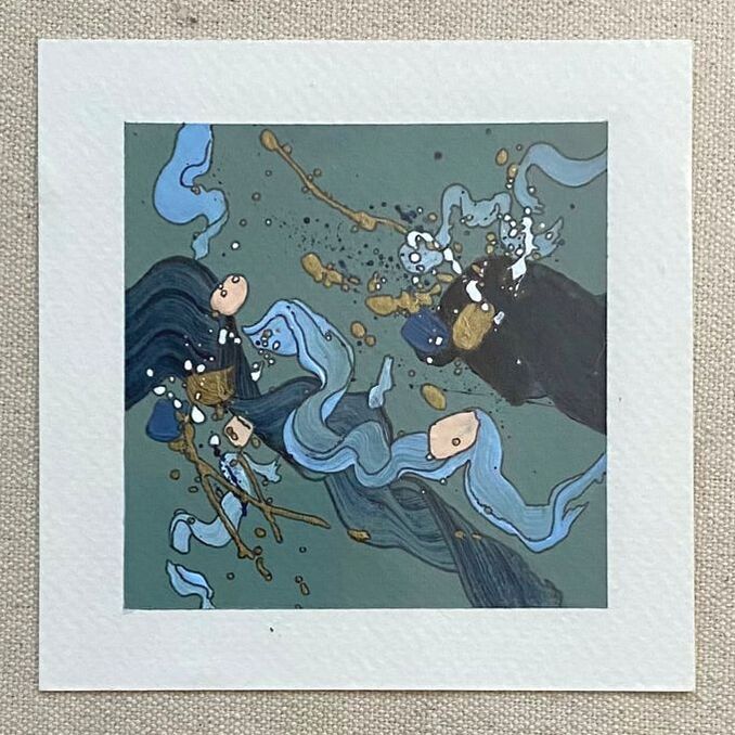 Paper Mini 66, Acrylic on paper, 4 × 4 in — original painting by Grace Martin Franklin