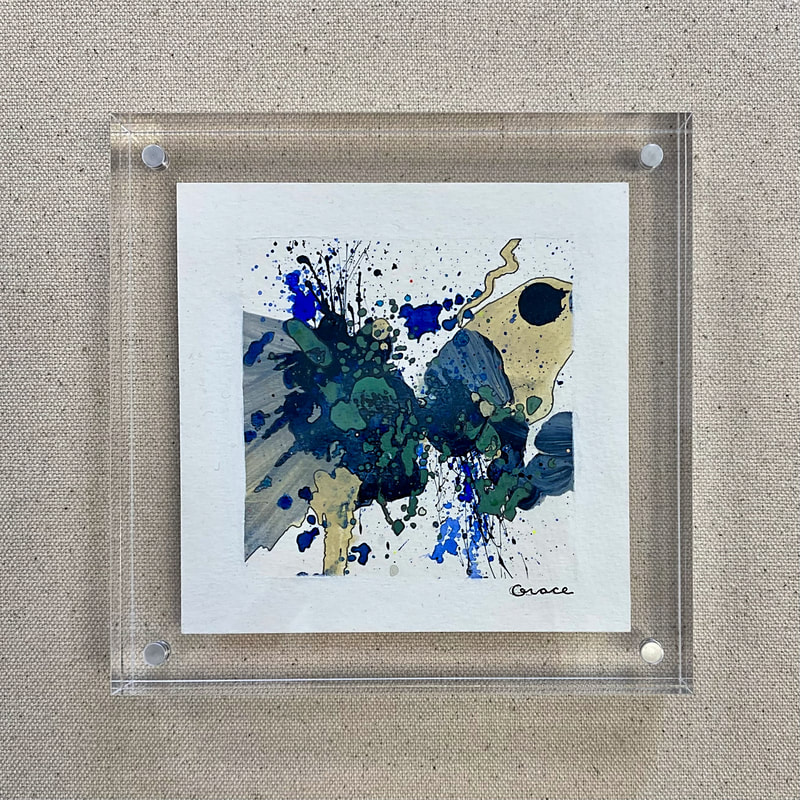 Paper Mini 100, Acrylic on paper, 4 × 4 in — original painting by Grace Martin Franklin