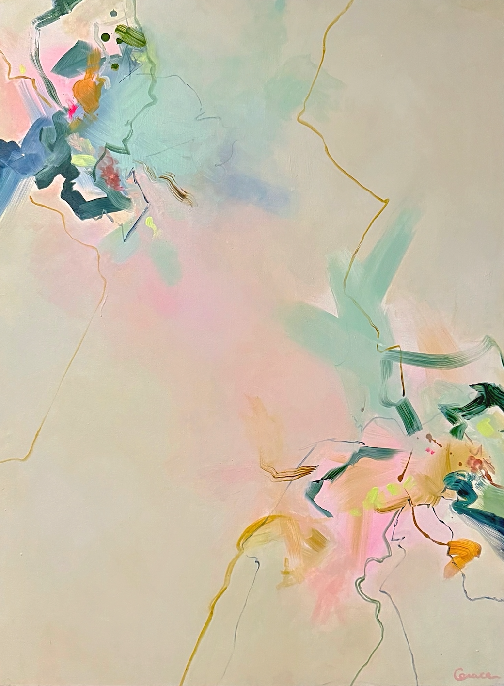 What Pales in the Switchboard is Expressed in Hope, Acrylic on Canvas, 30 × 40 in — original painting by Grace Martin Franklin