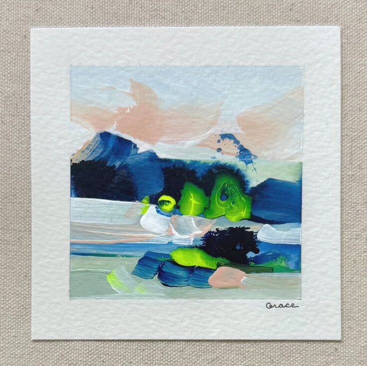 Paper Mini 23, Acrylic on paper, 4 × 4 in — original painting by Grace Martin Franklin