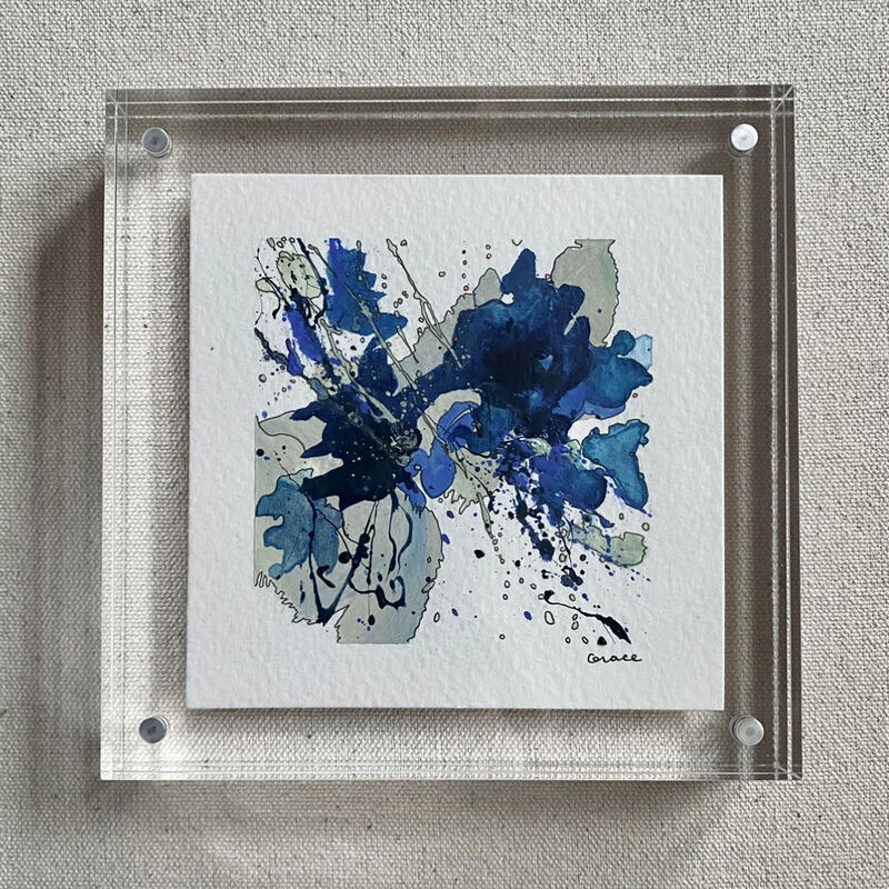 Paper Mini 94, Acrylic on paper, 4 × 4 in — original painting by Grace Martin Franklin
