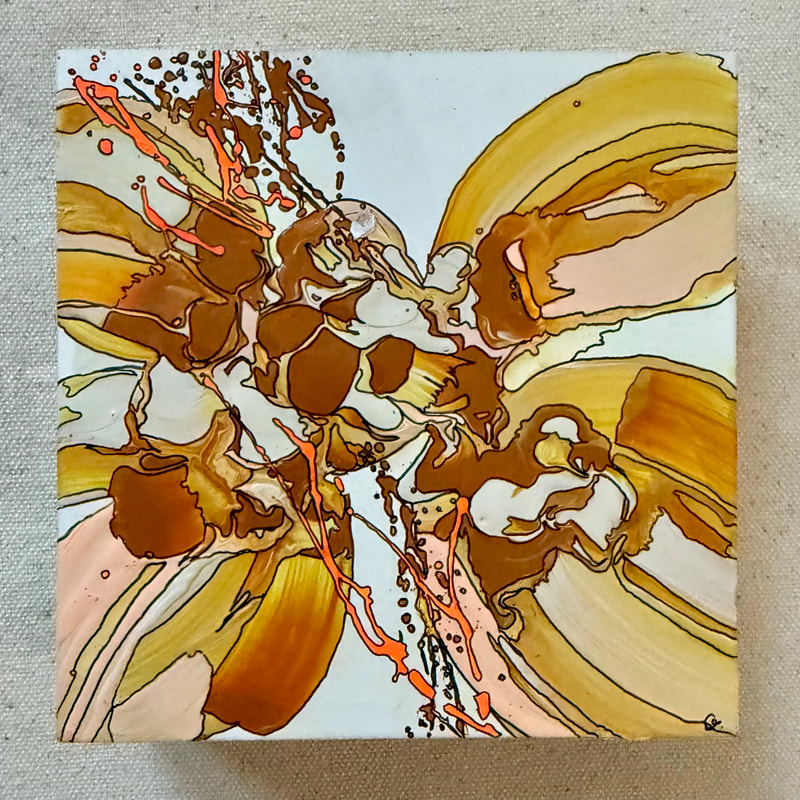 Golden Sunshine, Acrylic on Mounted Canvas Panel, 4 × 4 in — original painting by Grace Martin Franklin