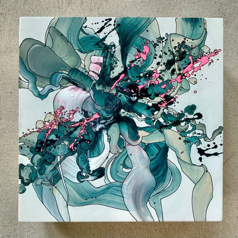 Mermaid Craving, Acrylic on Mounted Canvas Panel, 5 × 5 in — original painting by Grace Martin Franklin