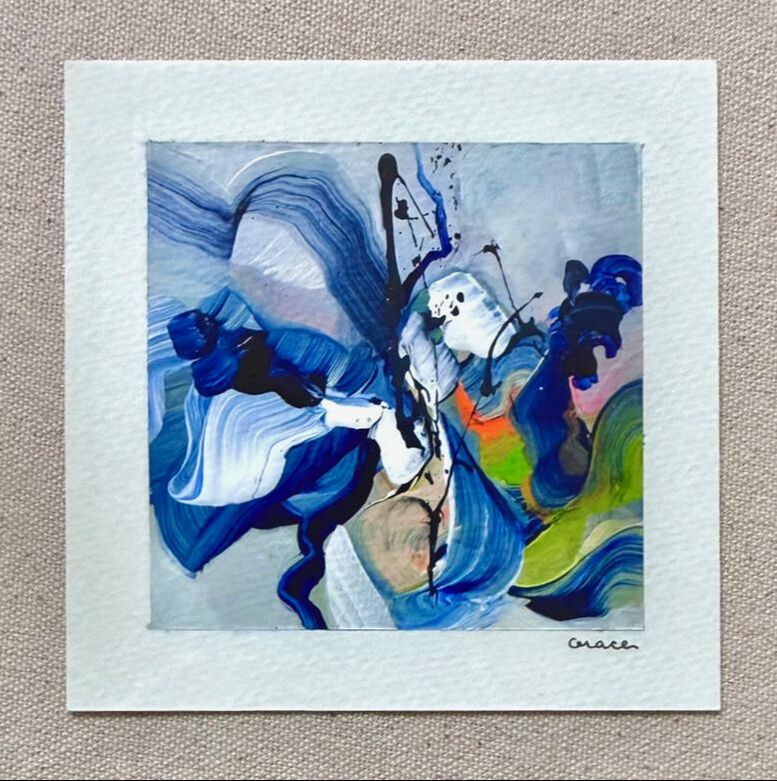 Paper Mini 11, Acrylic on paper, 4 × 4 in — original painting by Grace Martin Franklin
