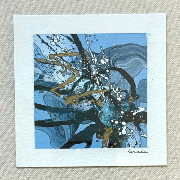 Paper Mini 50, Acrylic on paper, 4 × 4 in — original painting by Grace Martin Franklin