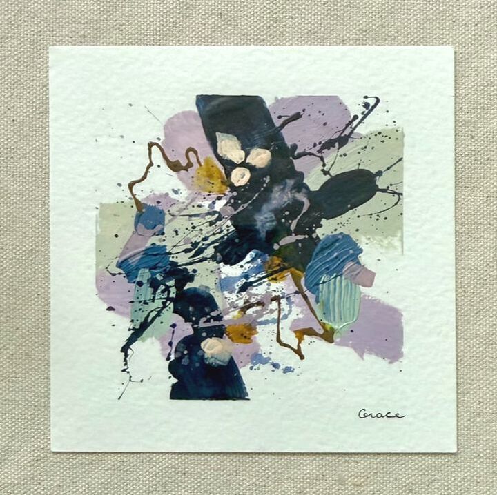 Paper Mini 79, Acrylic on paper, 4 × 4 in — original painting by Grace Martin Franklin
