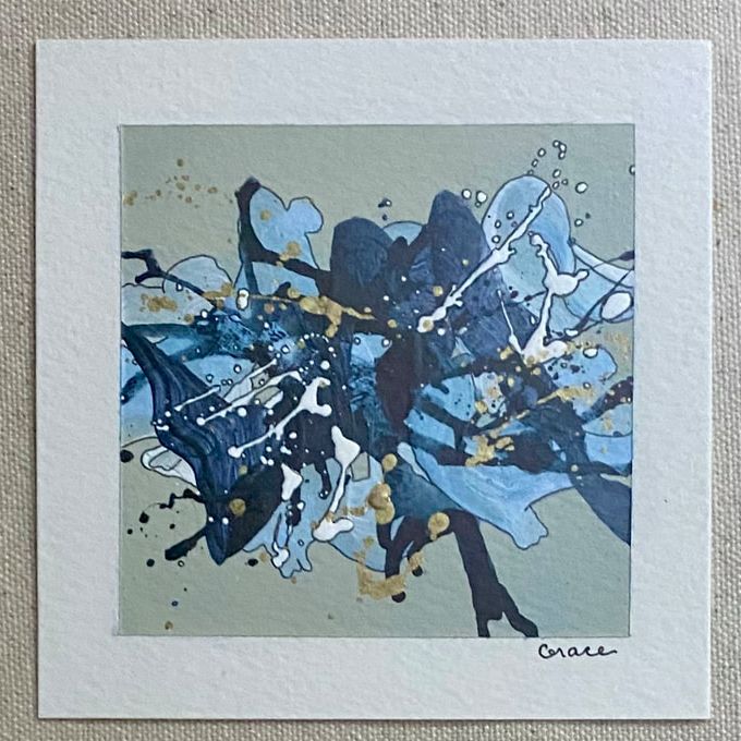 Paper Mini 70, Acrylic on paper, 4 × 4 in — original painting by Grace Martin Franklin
