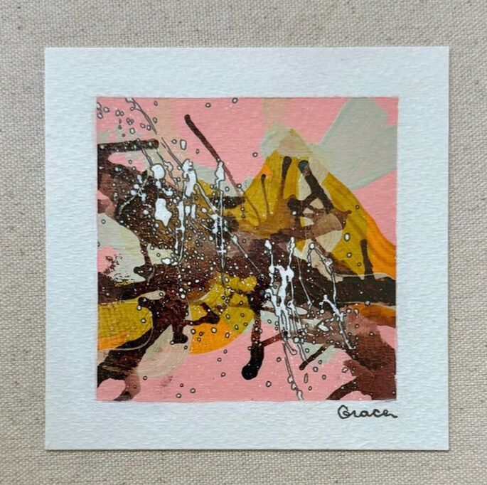 Paper Mini 85, Acrylic on paper, 4 × 4 in — original painting by Grace Martin Franklin