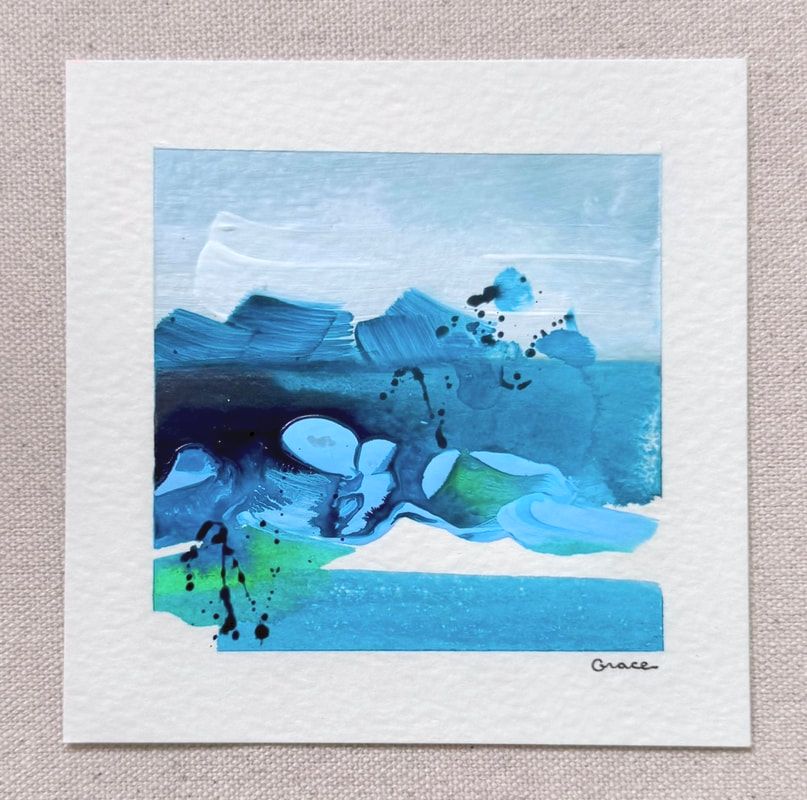Paper Mini 24, Acrylic on paper, 4 × 4 in — original painting by Grace Martin Franklin