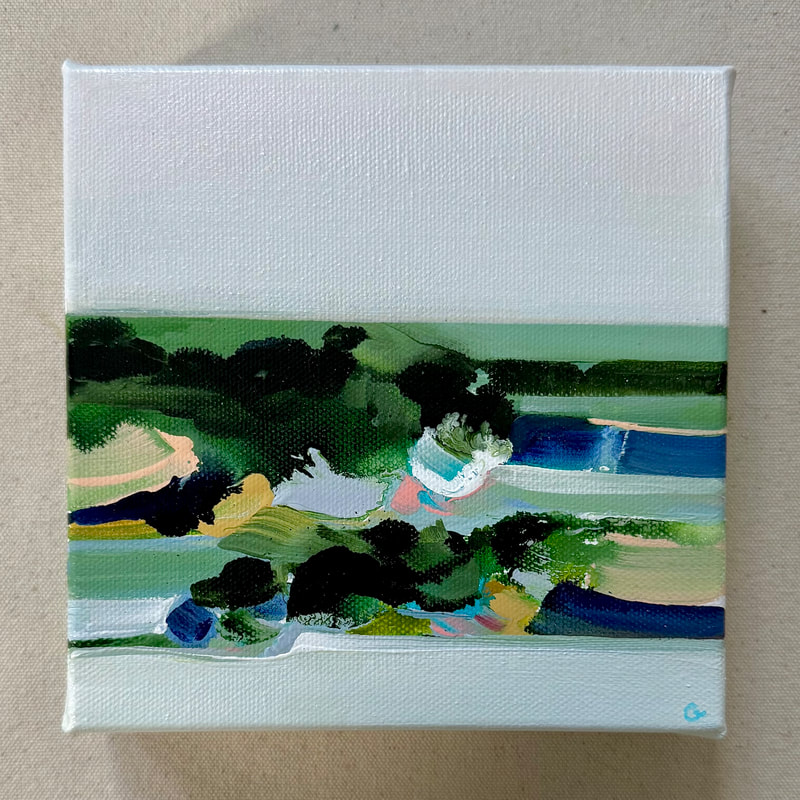 The Tide Takes, Acrylic on Canvas, 6 × 6 in — original painting by Grace Martin Franklin