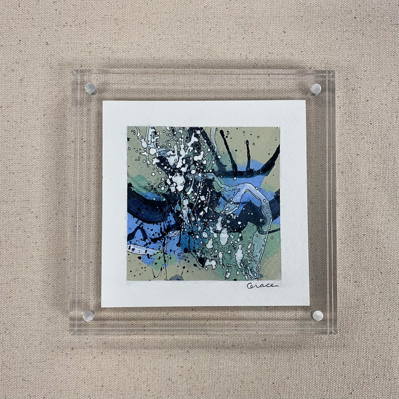 Paper Mini 98, Acrylic on paper, 4 × 4 in — original painting by Grace Martin Franklin