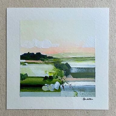 Paper Mini 42, Acrylic on paper, 4 × 4 in — original painting by Grace Martin Franklin