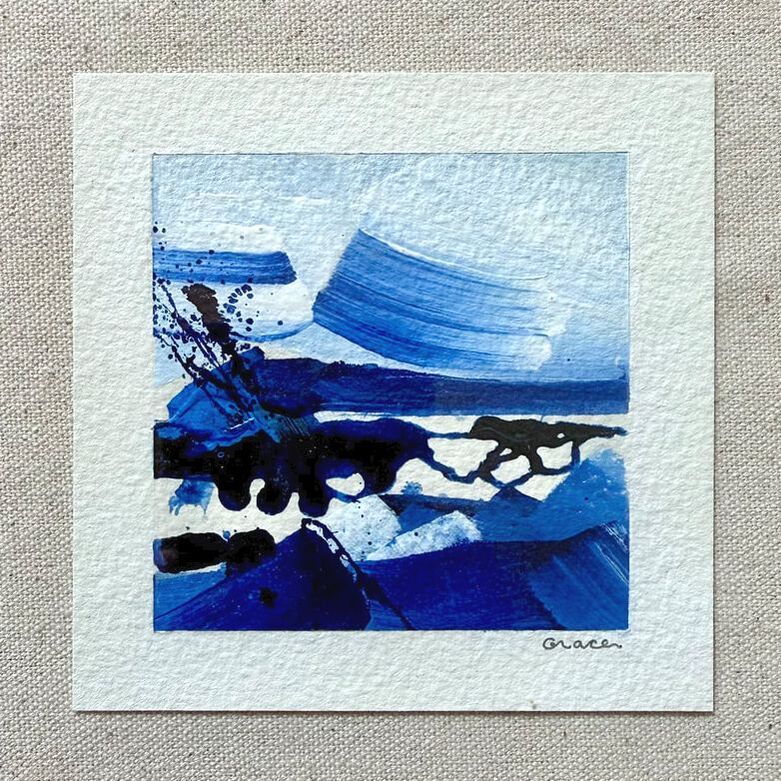 Paper Mini 14, Acrylic on paper, 4 × 4 in — original painting by Grace Martin Franklin
