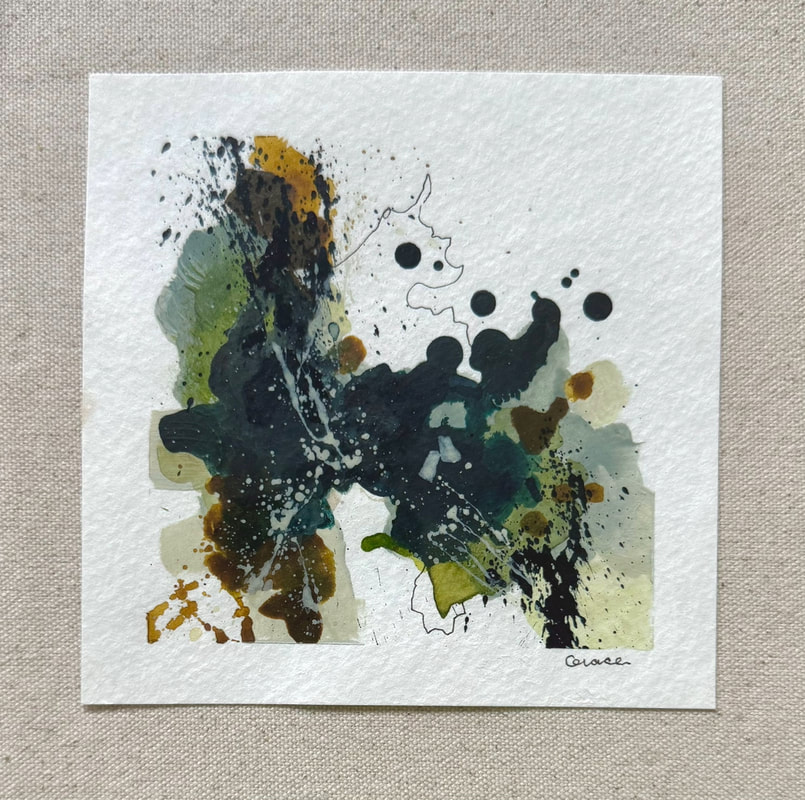 Paper Mini 103, Acrylic on paper, 4 × 4 in — original painting by Grace Martin Franklin