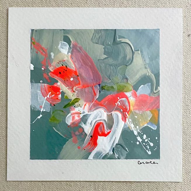 Paper Mini 75, Acrylic on paper, 4 × 4 in — original painting by Grace Martin Franklin