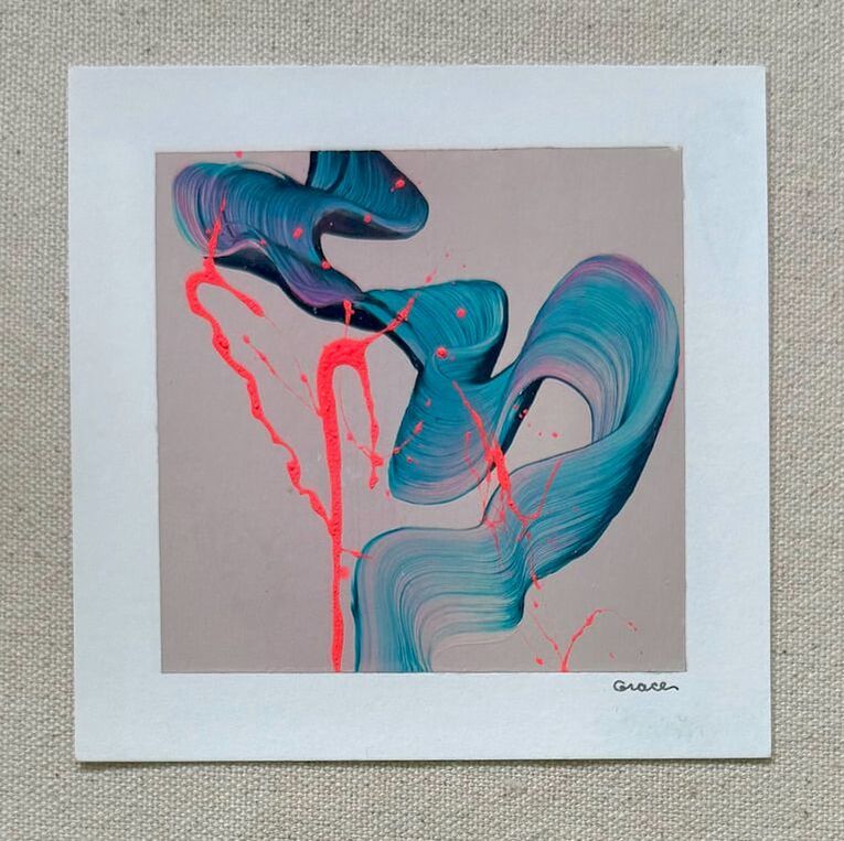 Paper Mini 02, Acrylic on paper, 4 × 4 in — original painting by Grace Martin Franklin