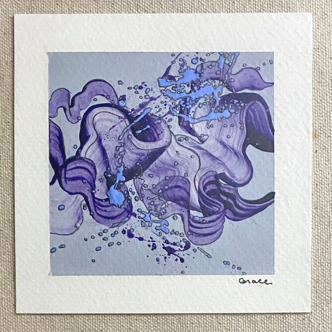 Paper Mini 64, Acrylic on paper, 4 × 4 in — original painting by Grace Martin Franklin