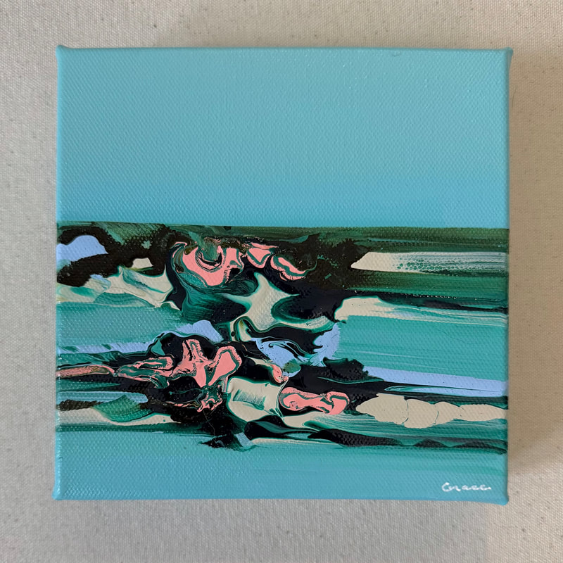 Feathered Dreams, Acrylic on Canvas, 6 × 6 in — original painting by Grace Martin Franklin