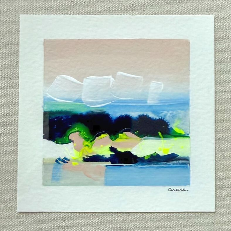 Paper Mini 21, Acrylic on paper, 4 × 4 in — original painting by Grace Martin Franklin