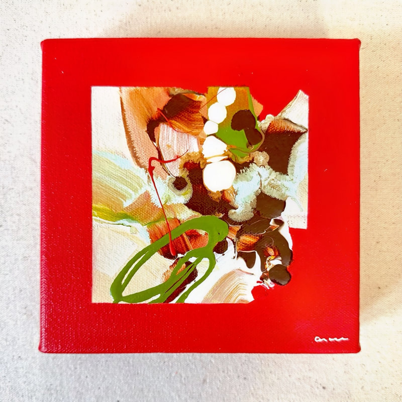 Gathering Static 1, Acrylic on Canvas, 6 × 6 in — original painting by Grace Martin Franklin