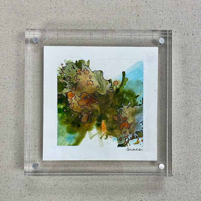 Paper Mini 99, Acrylic on paper, 4 × 4 in — original painting by Grace Martin Franklin