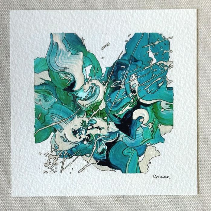 Paper Mini 67, Acrylic on paper, 4 × 4 in — original painting by Grace Martin Franklin