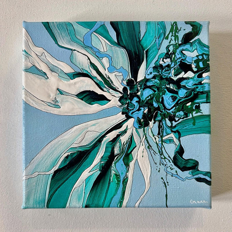 Frantic Current, Acrylic on Canvas, 8 × 8 in — original painting by Grace Martin Franklin