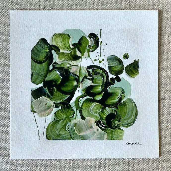 Paper Mini 41, Acrylic on paper, 4 × 4 in — original painting by Grace Martin Franklin