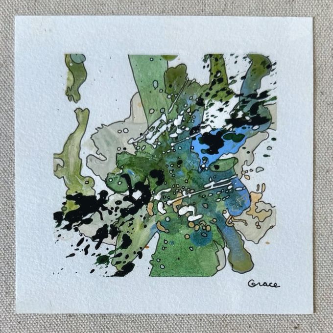 Paper Mini 60, Acrylic on paper, 4 × 4 in — original painting by Grace Martin Franklin