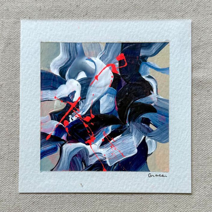 Paper Mini 12, Acrylic on paper, 4 × 4 in — original painting by Grace Martin Franklin