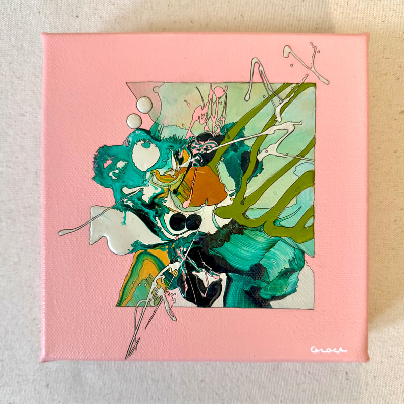 Explosive Day, Acrylic on Canvas, 6 × 6 in — original painting by Grace Martin Franklin