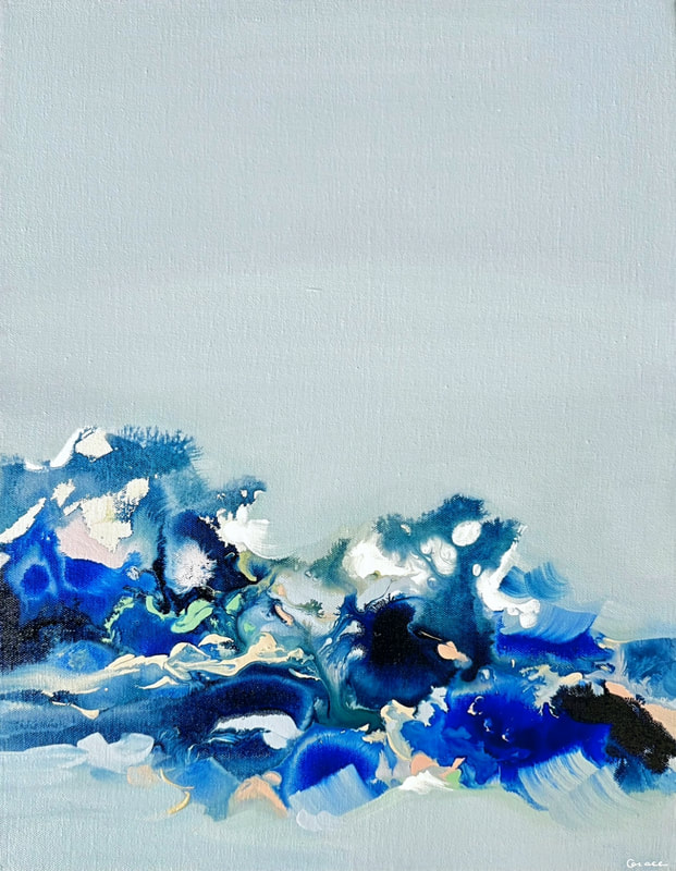 Glitter in the Air, Acrylic on Canvas, 18 × 14 in — original painting by Grace Martin Franklin