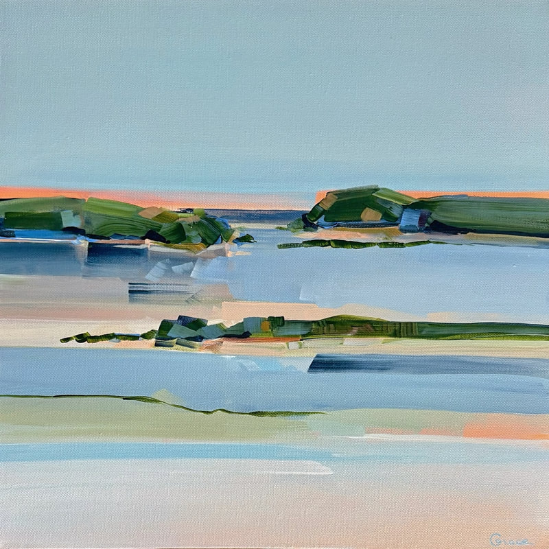 Two Paths, Acrylic on Canvas, 18 × 18 in — original painting by Grace Martin Franklin
