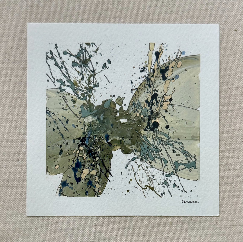 Paper Mini 101, Acrylic on paper, 4 × 4 in — original painting by Grace Martin Franklin