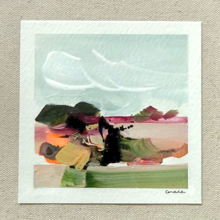 Paper Mini 13, Acrylic on paper, 4 × 4 in — original painting by Grace Martin Franklin