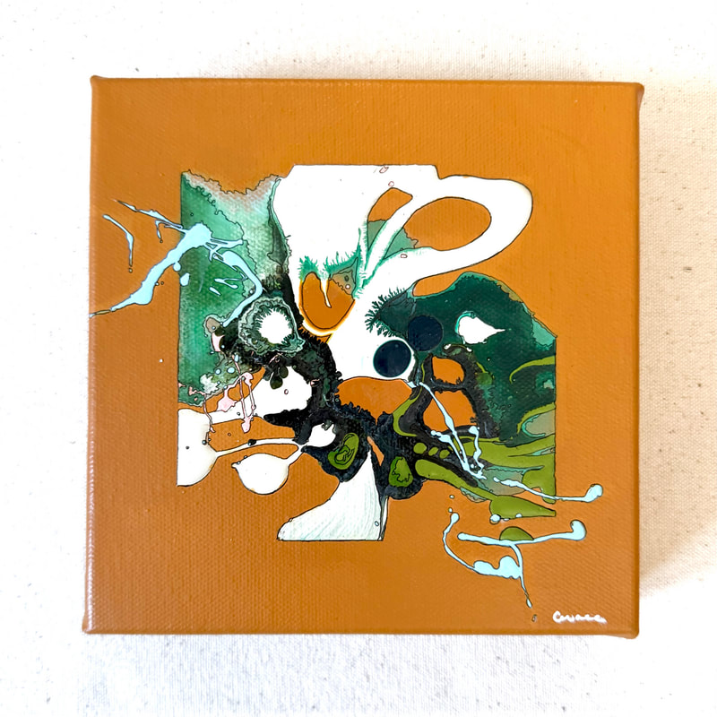 Unsteady Ground, Acrylic on Canvas, 6 × 6 in — original painting by Grace Martin Franklin