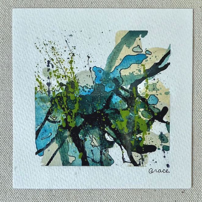 Paper Mini 65, Acrylic on paper, 4 × 4 in — original painting by Grace Martin Franklin