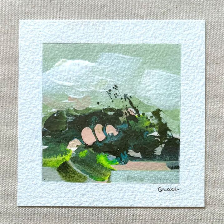 Paper Mini 08, Acrylic on paper, 4 × 4 in — original painting by Grace Martin Franklin