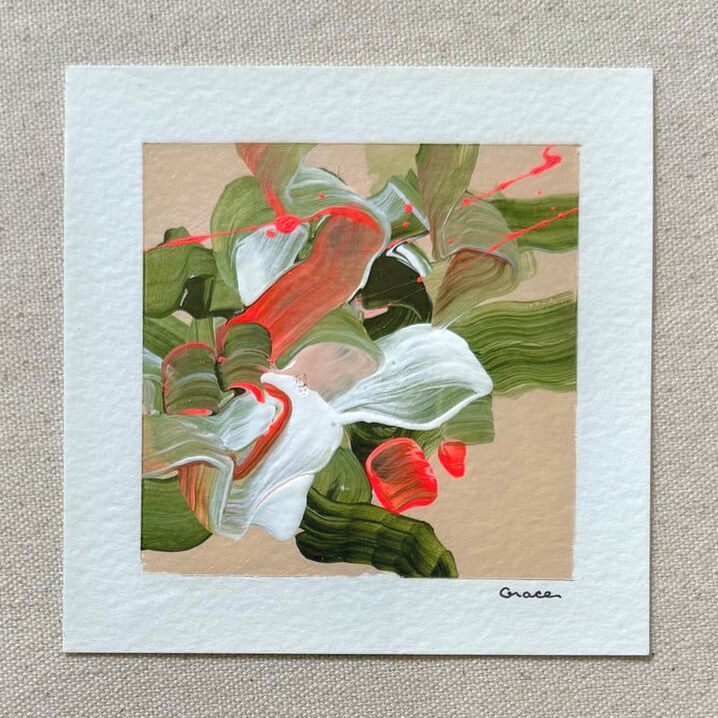 Paper Mini 32, Acrylic on paper, 4 × 4 in — original painting by Grace Martin Franklin