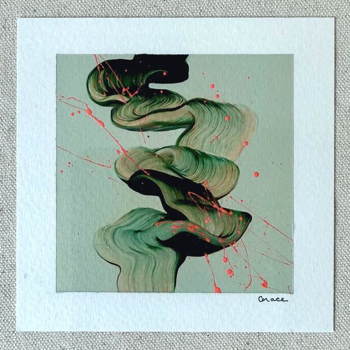 Paper Mini 58, Acrylic on paper, 4 × 4 in — original painting by Grace Martin Franklin