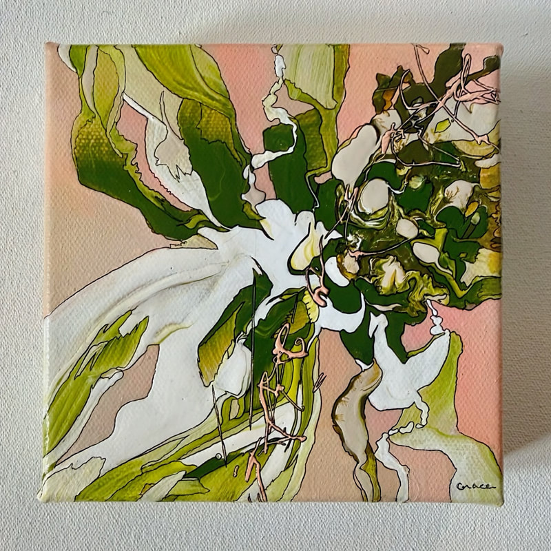 Living Pulse, Acrylic on Canvas, 5 × 5 in — original painting by Grace Martin Franklin