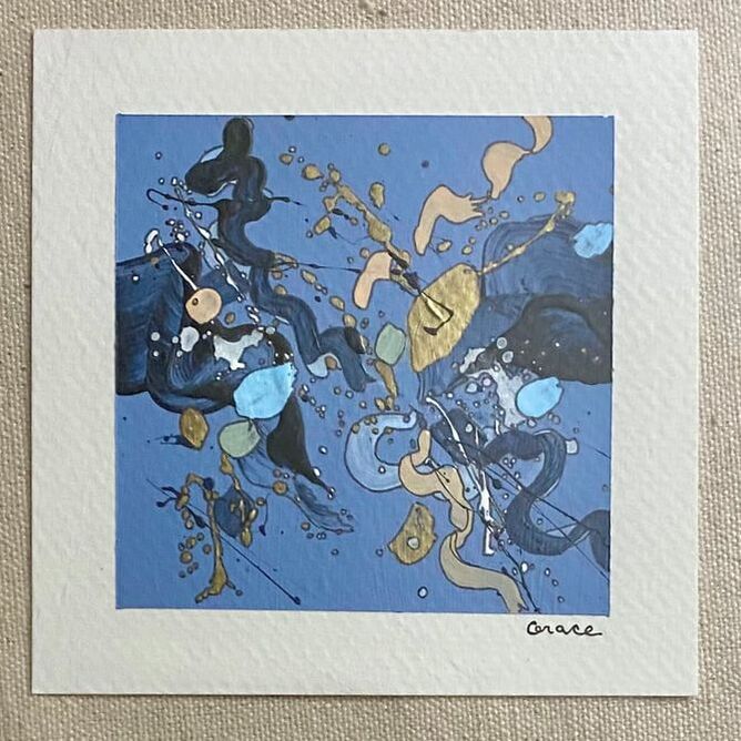 Paper Mini 61, Acrylic on paper, 4 × 4 in — original painting by Grace Martin Franklin