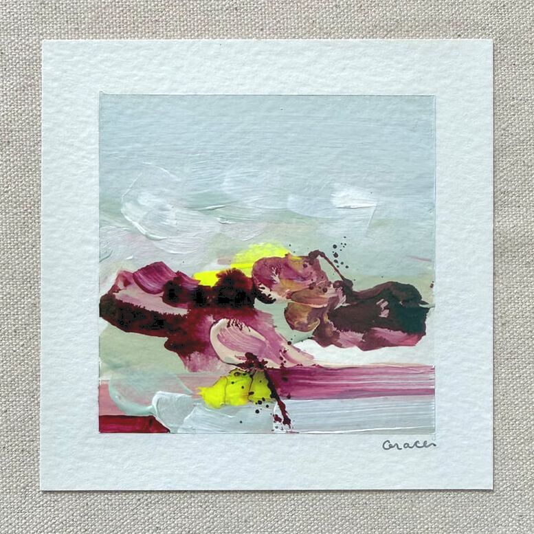 Paper Mini 34, Acrylic on paper, 4 × 4 in — original painting by Grace Martin Franklin
