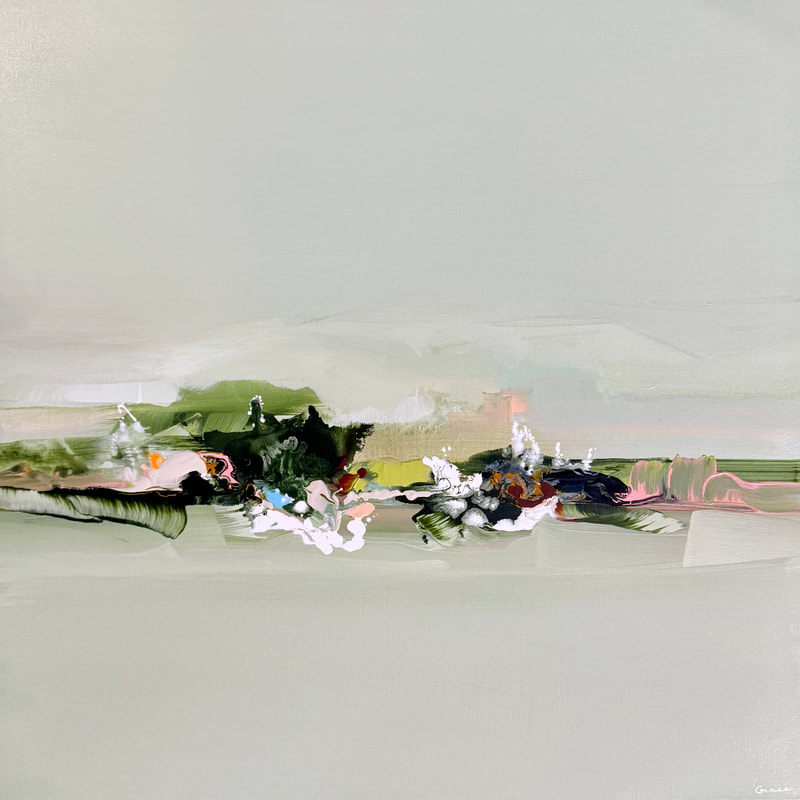 Forgotten Footprints, Acrylic on Canvas, 30 × 30 in — original painting by Grace Martin Franklin