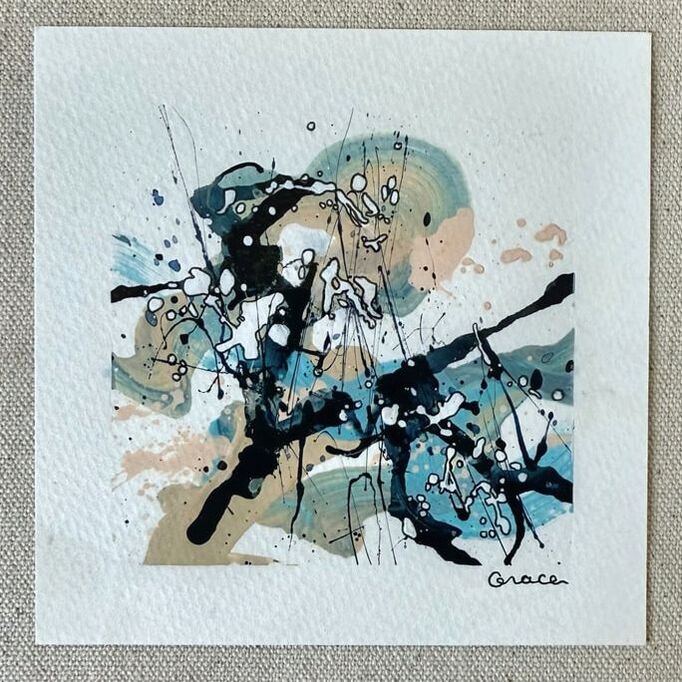 Paper Mini 68, Acrylic on paper, 4 × 4 in — original painting by Grace Martin Franklin