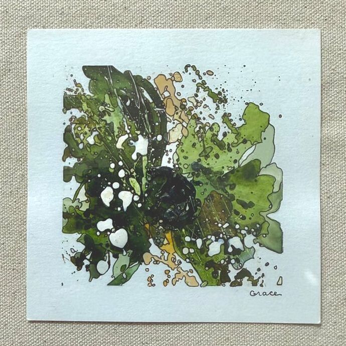 Paper Mini 83, Acrylic on paper, 4 × 4 in — original painting by Grace Martin Franklin