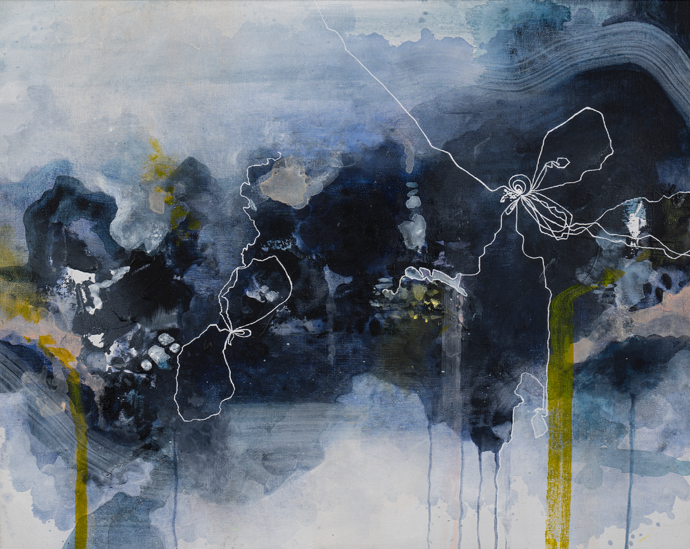 The Frozen Lake Sleeps, Acrylic and Ink on Canvas, 16 × 20 in — original painting by Grace Martin Franklin