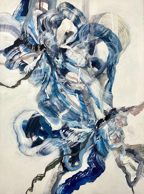 And the Bygone Experience Lingers, Acrylic and Pen on Canvas, 18 × 24 in — original painting by Grace Martin Franklin