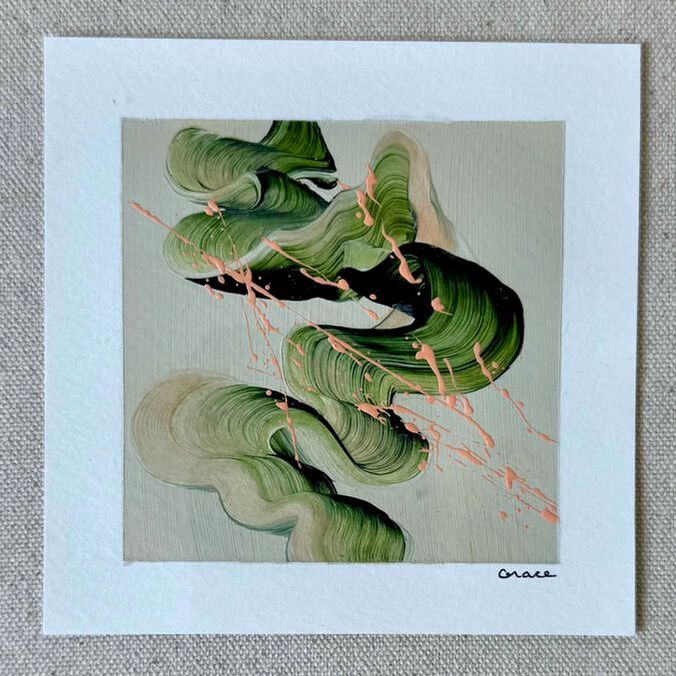 Paper Mini 43, Acrylic on paper, 4 × 4 in — original painting by Grace Martin Franklin