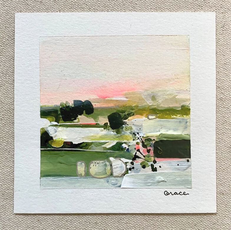 Paper Mini 59, Acrylic on paper, 4 × 4 in — original painting by Grace Martin Franklin